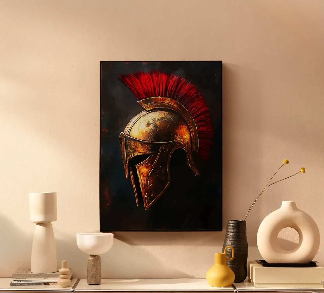 Elmo antico con stemma rosso plexiglass da pixelbull - medieval art and more