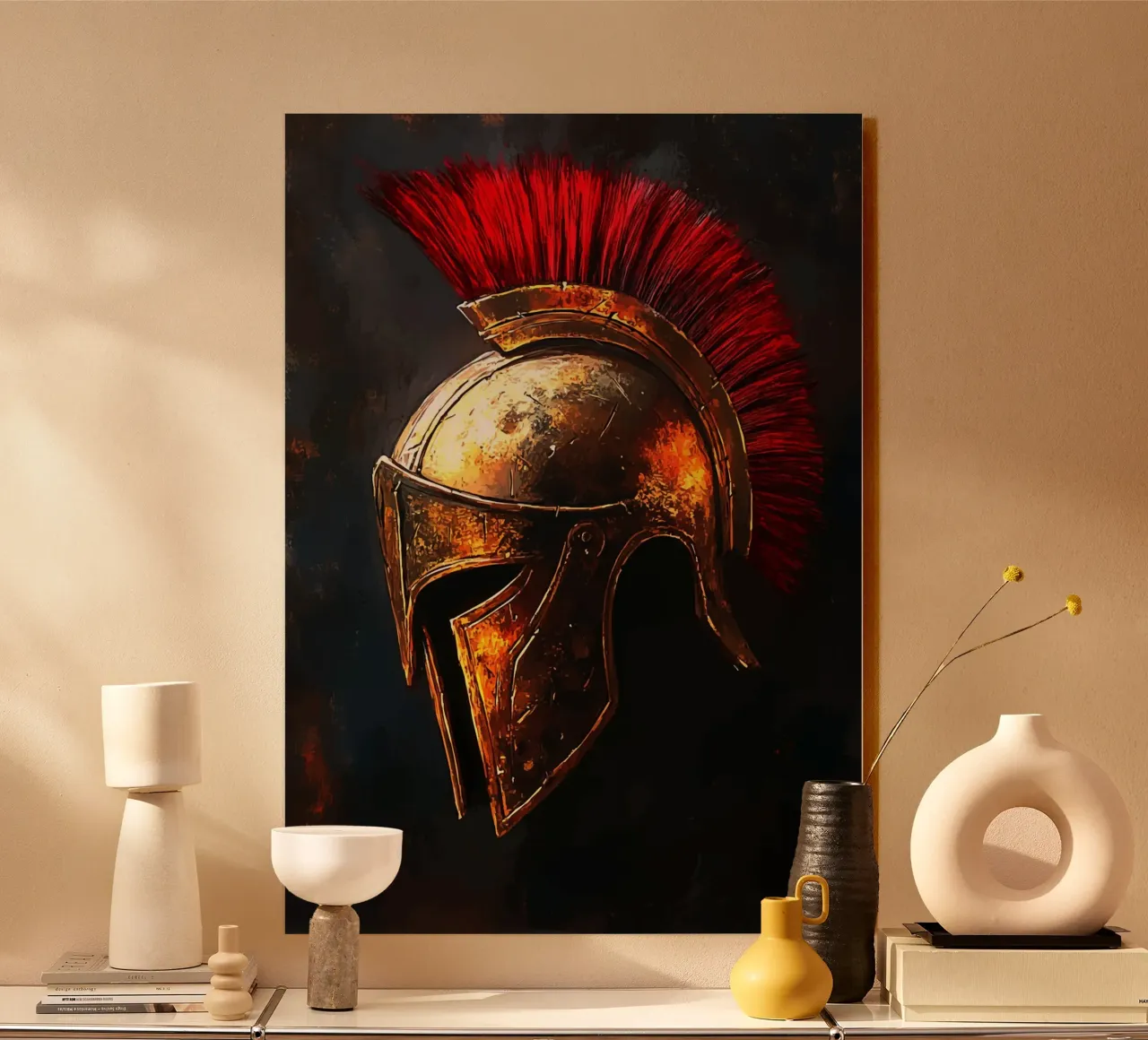 Elmo antico con stemma rosso plexiglass da pixelbull - medieval art and more