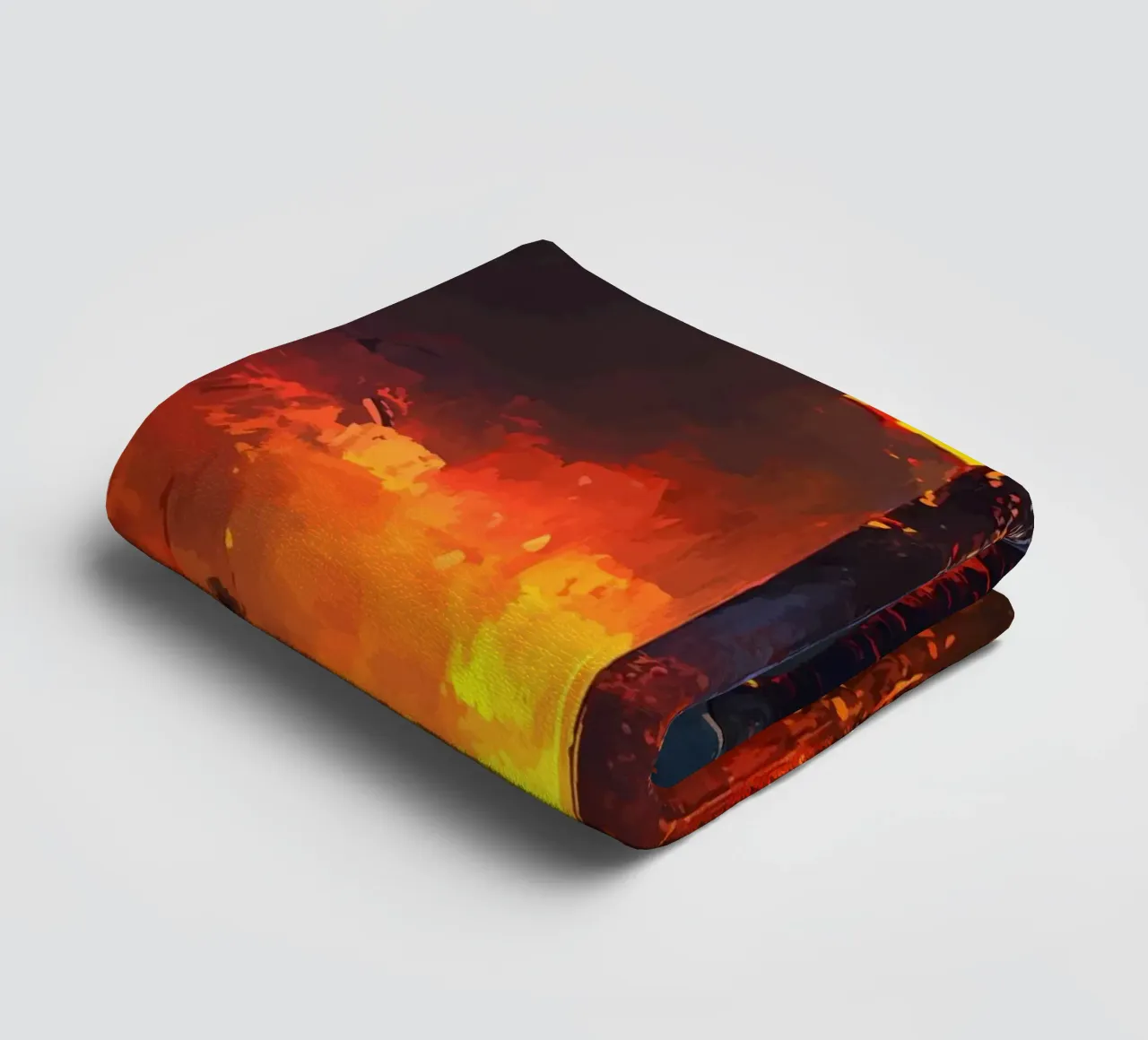 Sword in the flaming field at sunset towel by pixelbull - medieval art and more