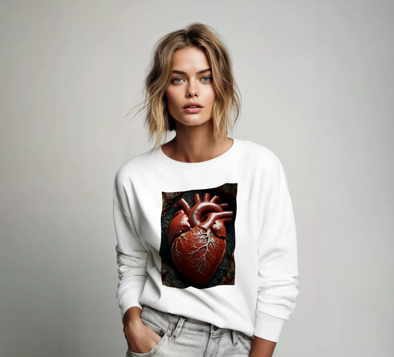 Un cuore realistico emerge dalla terra spaccata felpa da DesignDoodle
