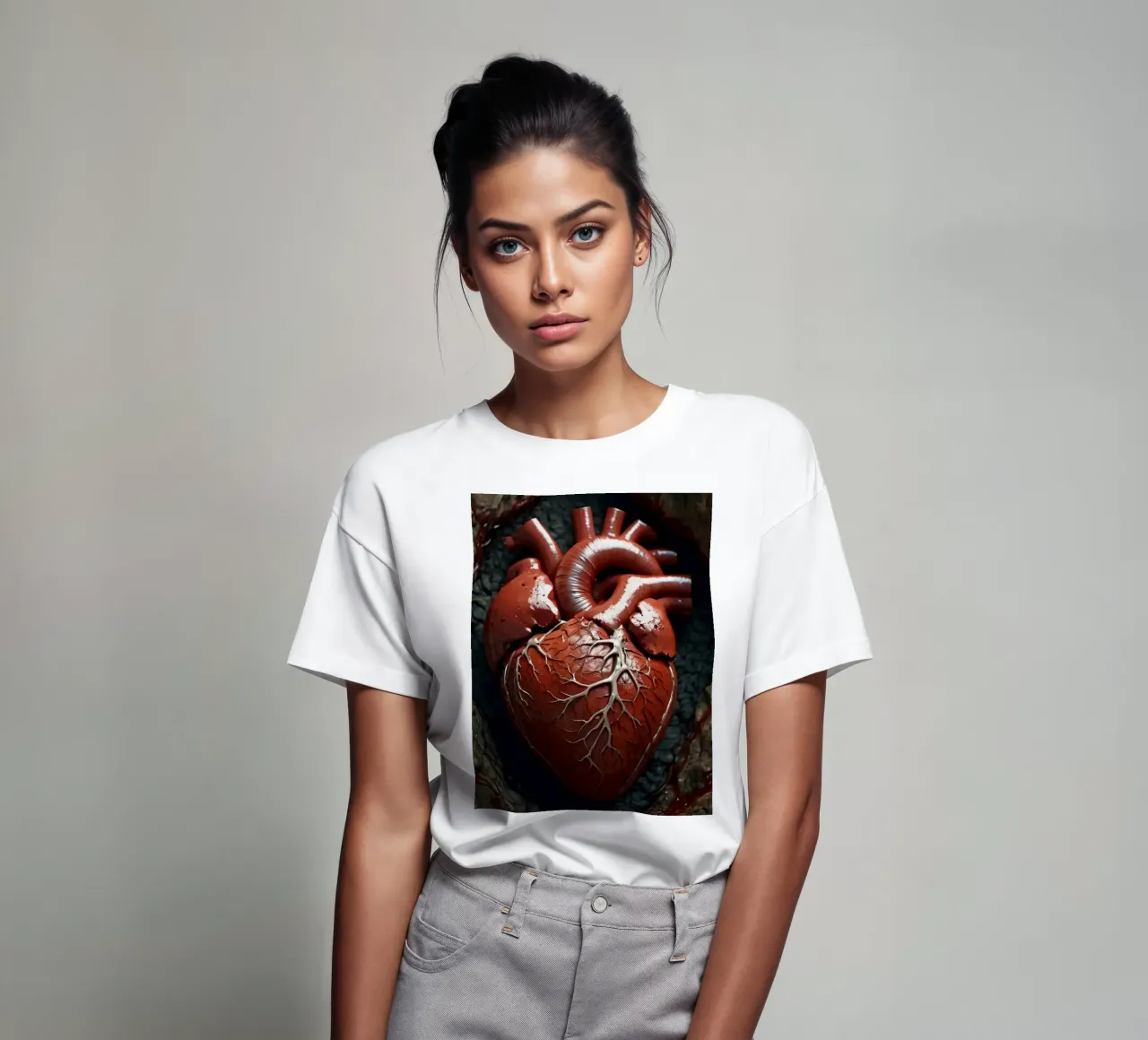 Un cuore realistico emerge dalla terra spaccata t-shirt da DesignDoodle