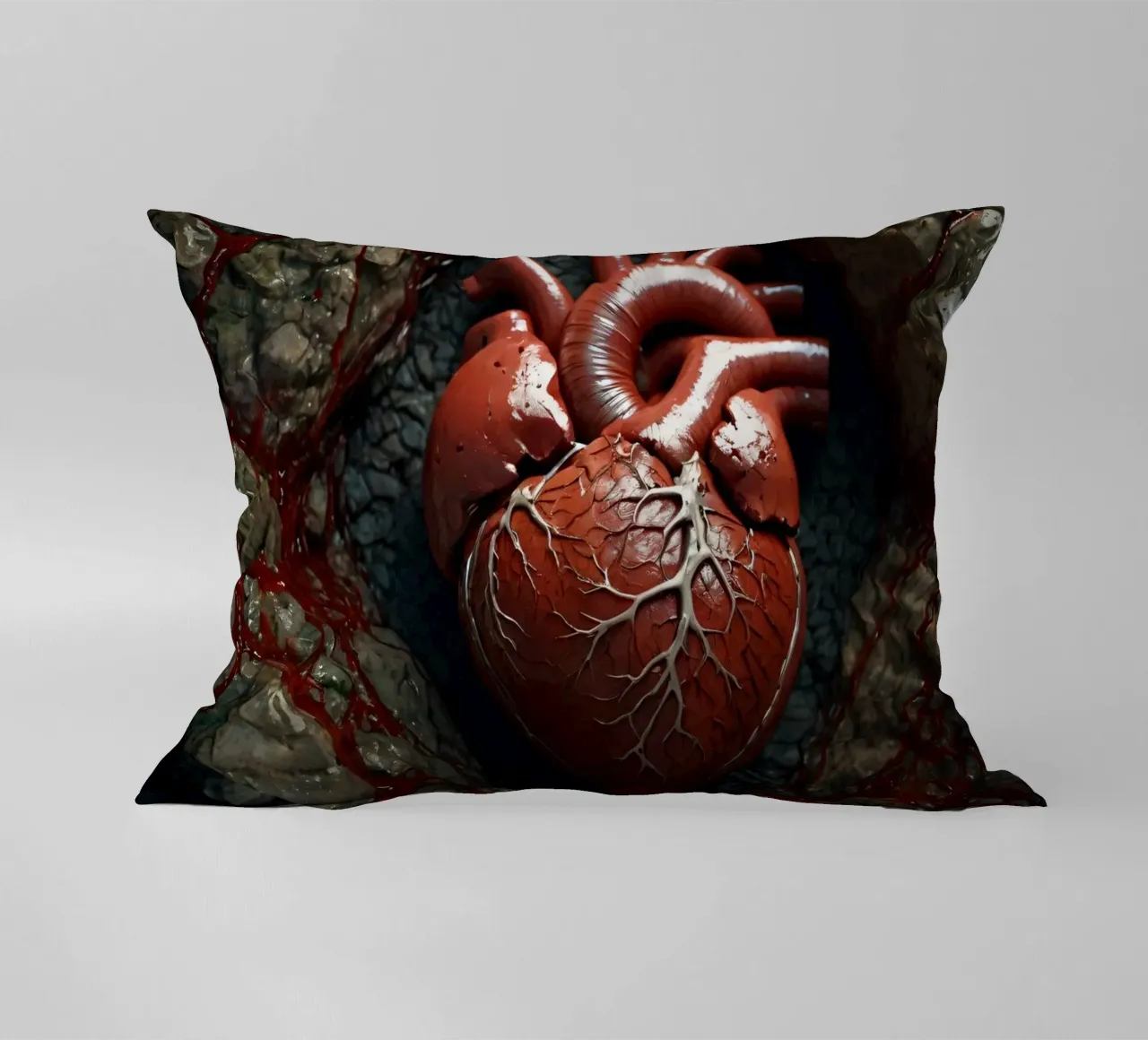 Un cuore realistico emerge dalla terra spaccata cuscino da DesignDoodle