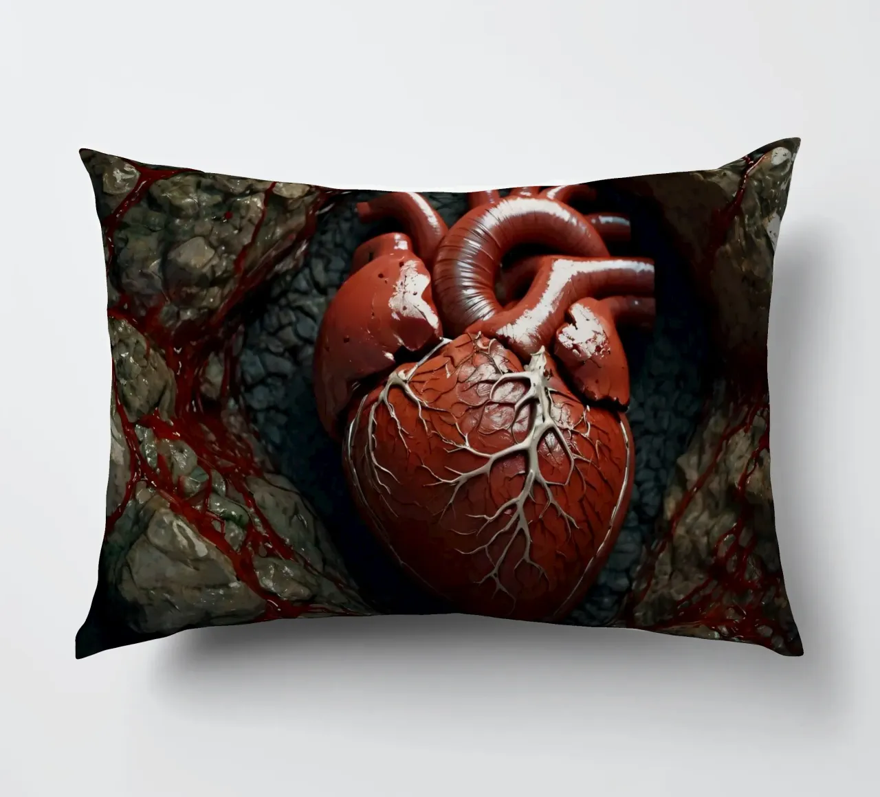 Un cuore realistico emerge dalla terra spaccata cuscino da DesignDoodle