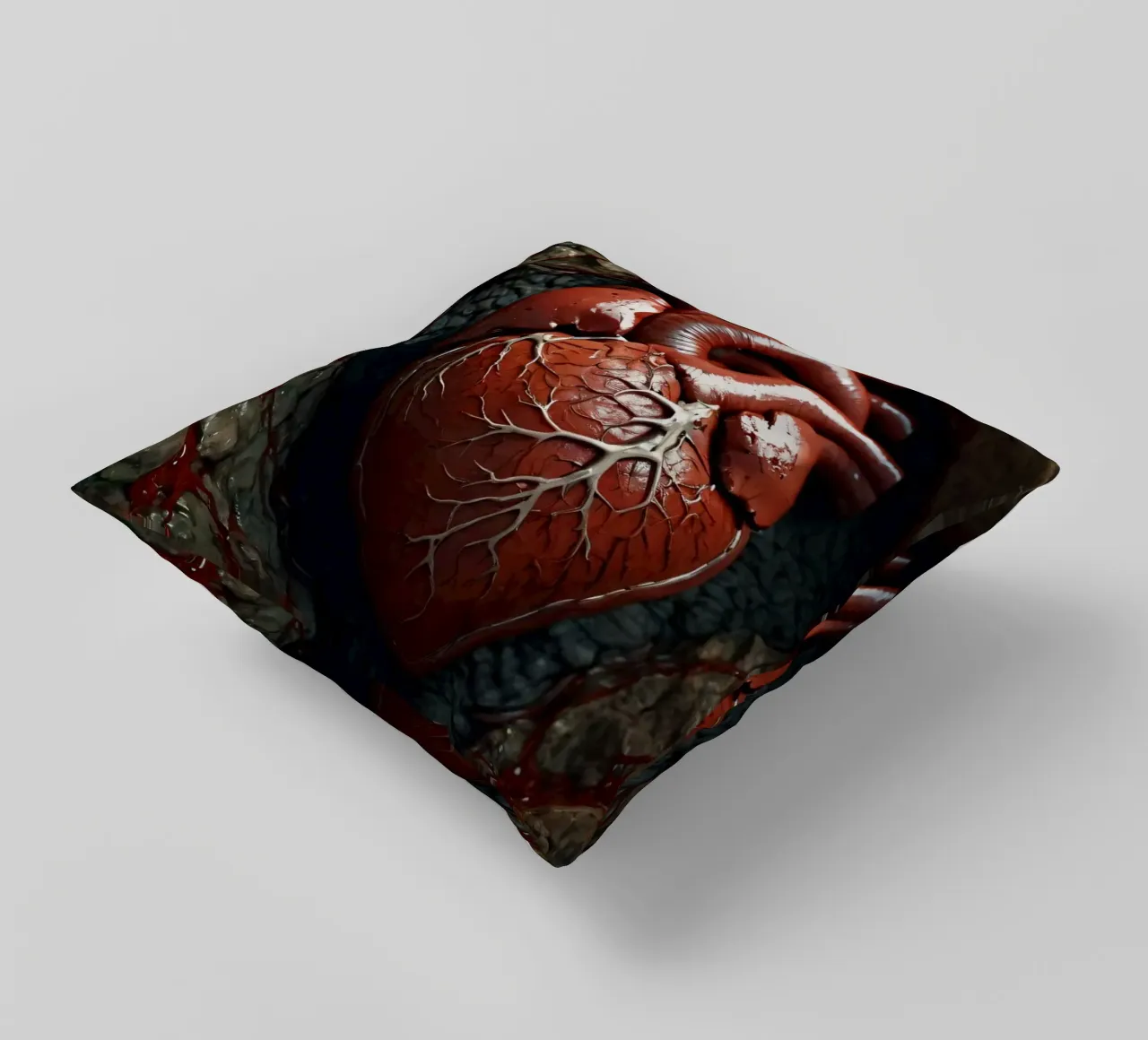 Un cuore realistico emerge dalla terra spaccata cuscino da DesignDoodle