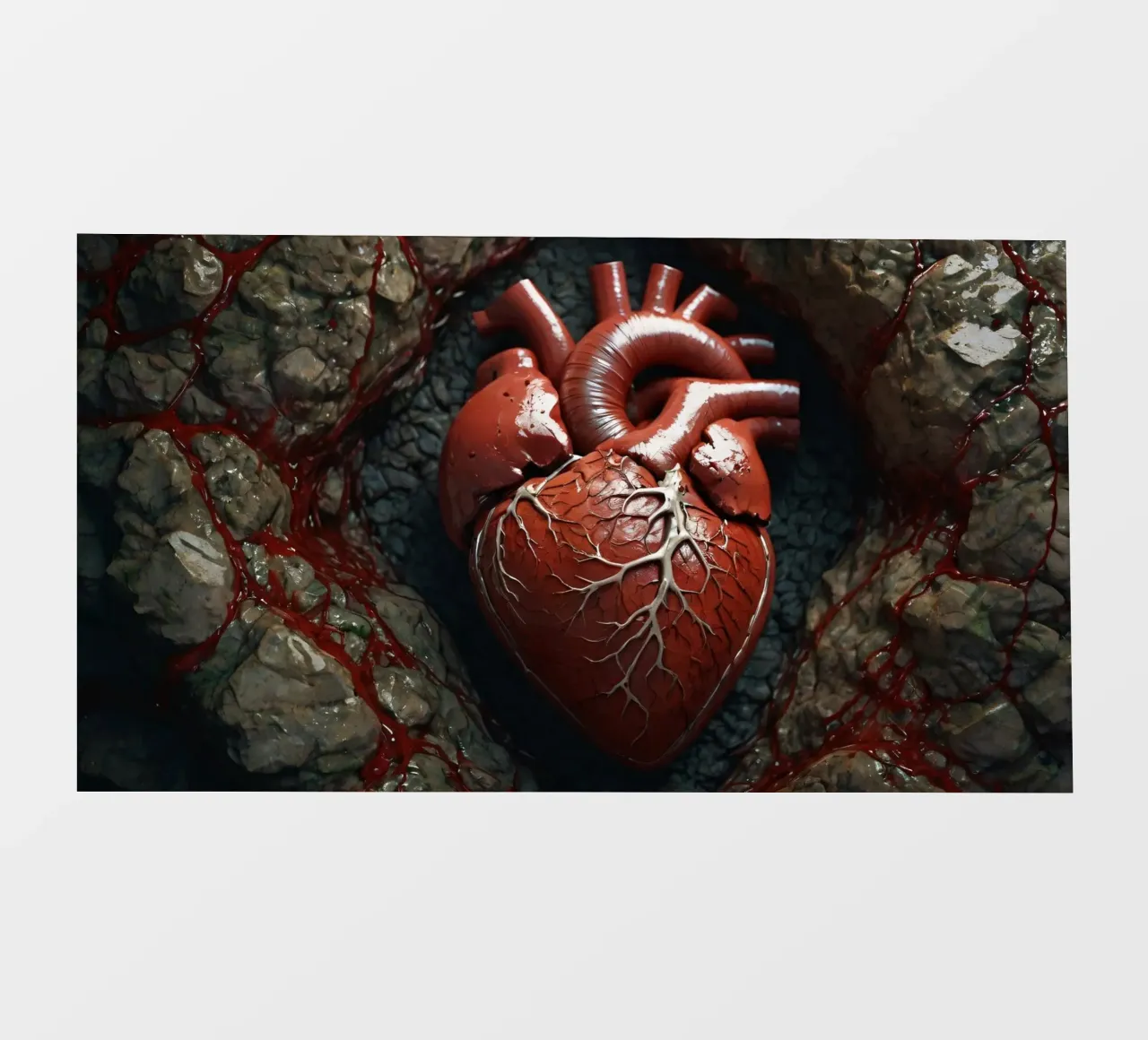 Un cuore realistico emerge dalla terra spaccata pellicola backlit da DesignDoodle