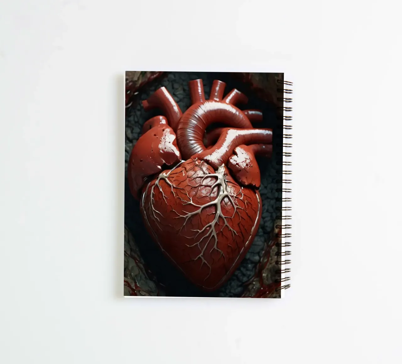 A realistic heart emerges from cracked earth spiral notebook by DesignDoodle