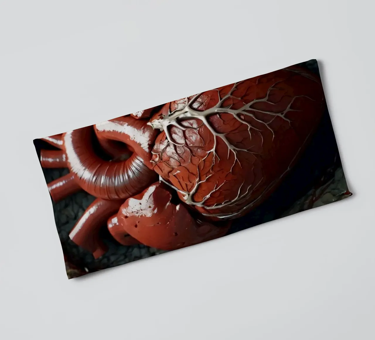 Un cuore realistico emerge dalla terra spaccata asciugamano da bagno da DesignDoodle