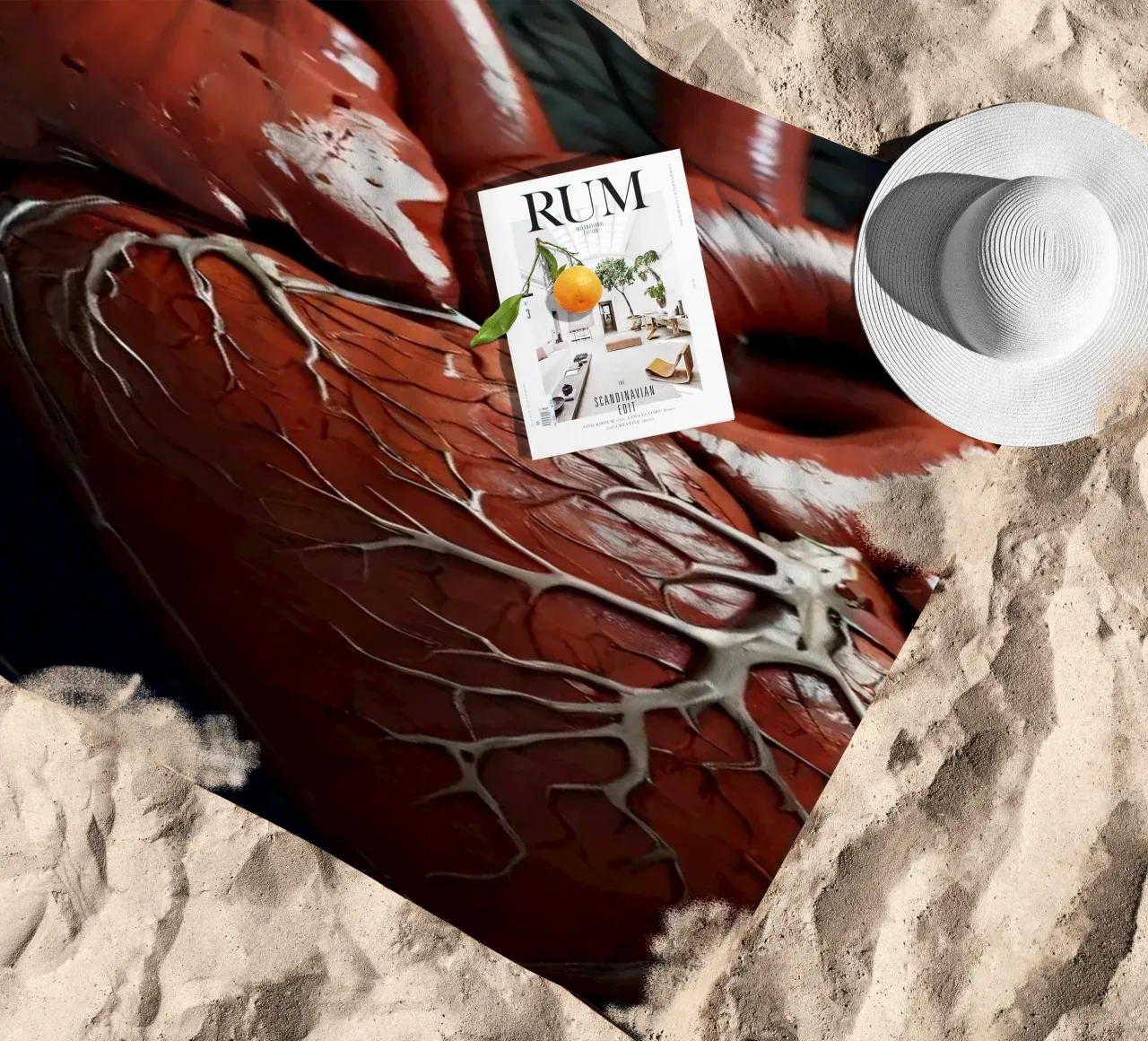 Un cuore realistico emerge dalla terra spaccata telo mare da DesignDoodle