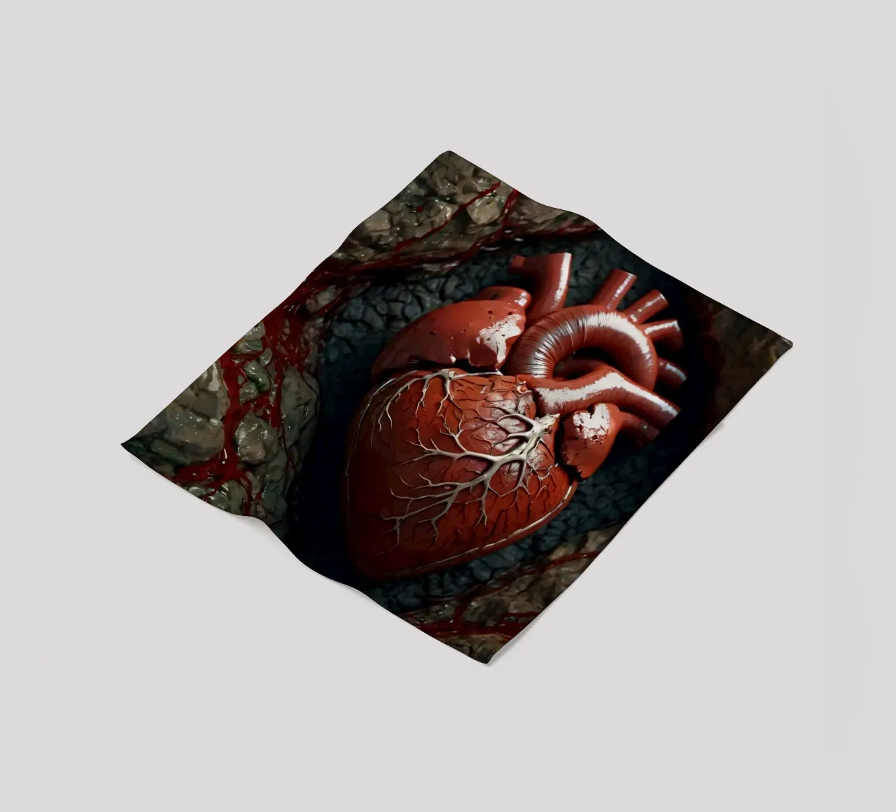 Un cuore realistico emerge dalla terra spaccata coperta in pile da DesignDoodle