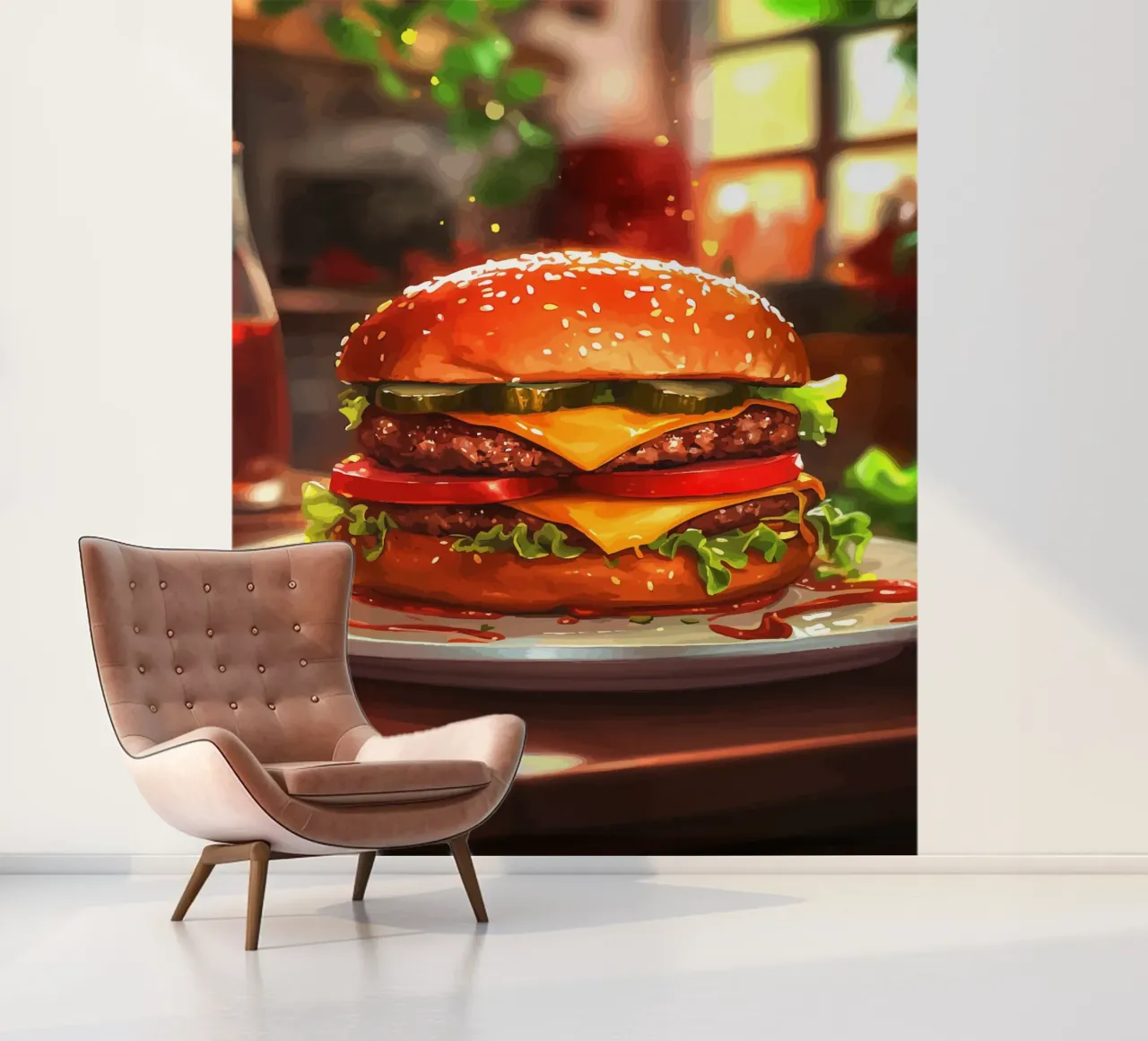 Juicy cheeseburger with double patty photo wallpaper by pixelbull - medieval art and more
