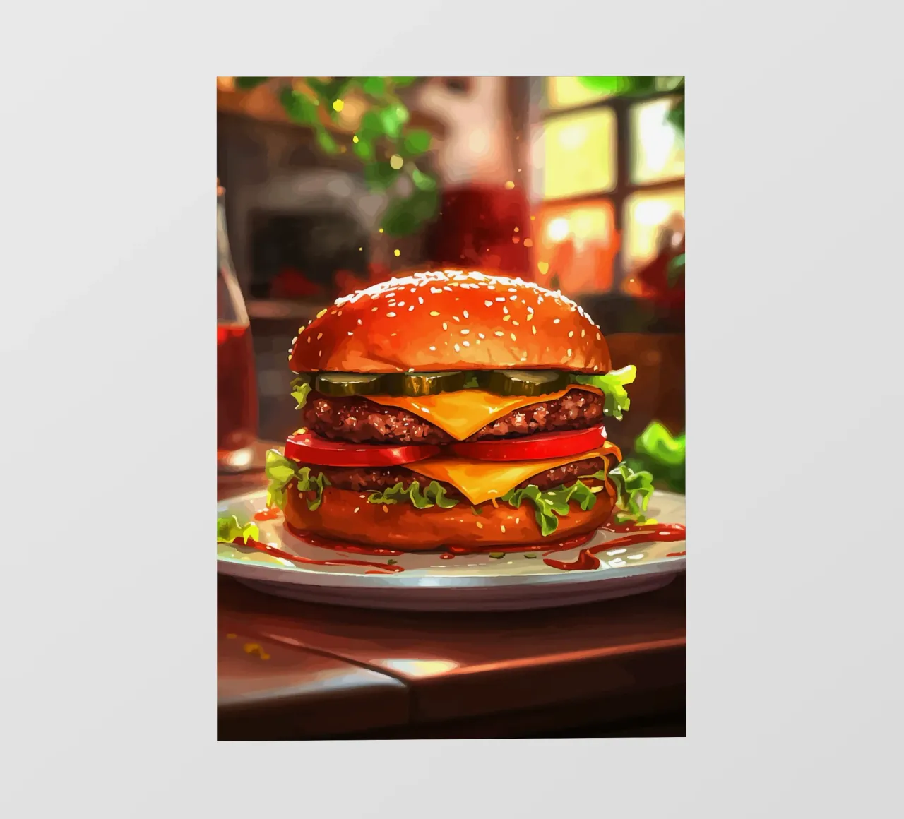 Juicy cheeseburger with double patty photo wallpaper by pixelbull - medieval art and more