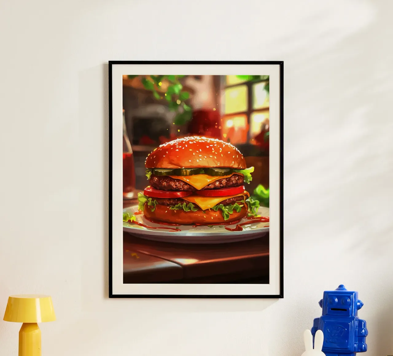 Juicy cheeseburger with double patty hahnemühle by pixelbull - medieval art and more