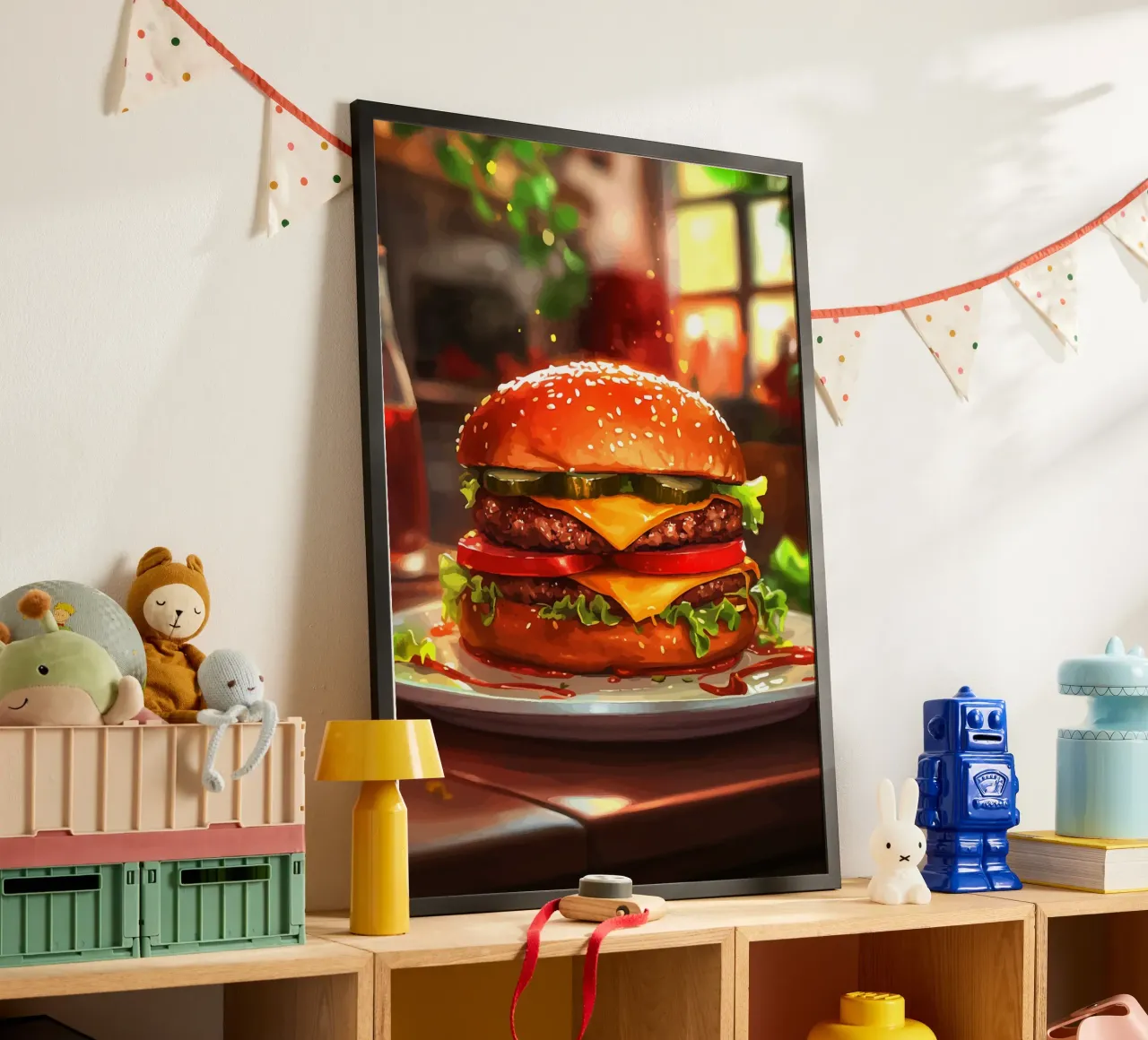 Juicy cheeseburger with double patty hahnemühle by pixelbull - medieval art and more