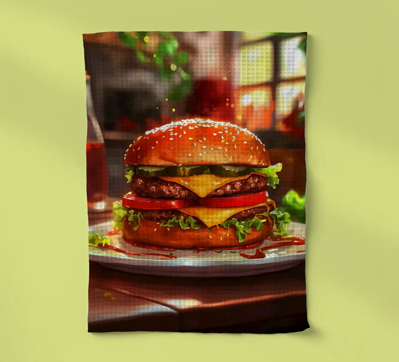 Cheeseburger juteux avec double galette torchon de pixelbull - medieval art and more