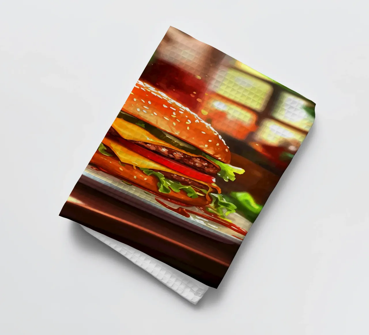 Cheeseburger juteux avec double galette torchon de pixelbull - medieval art and more