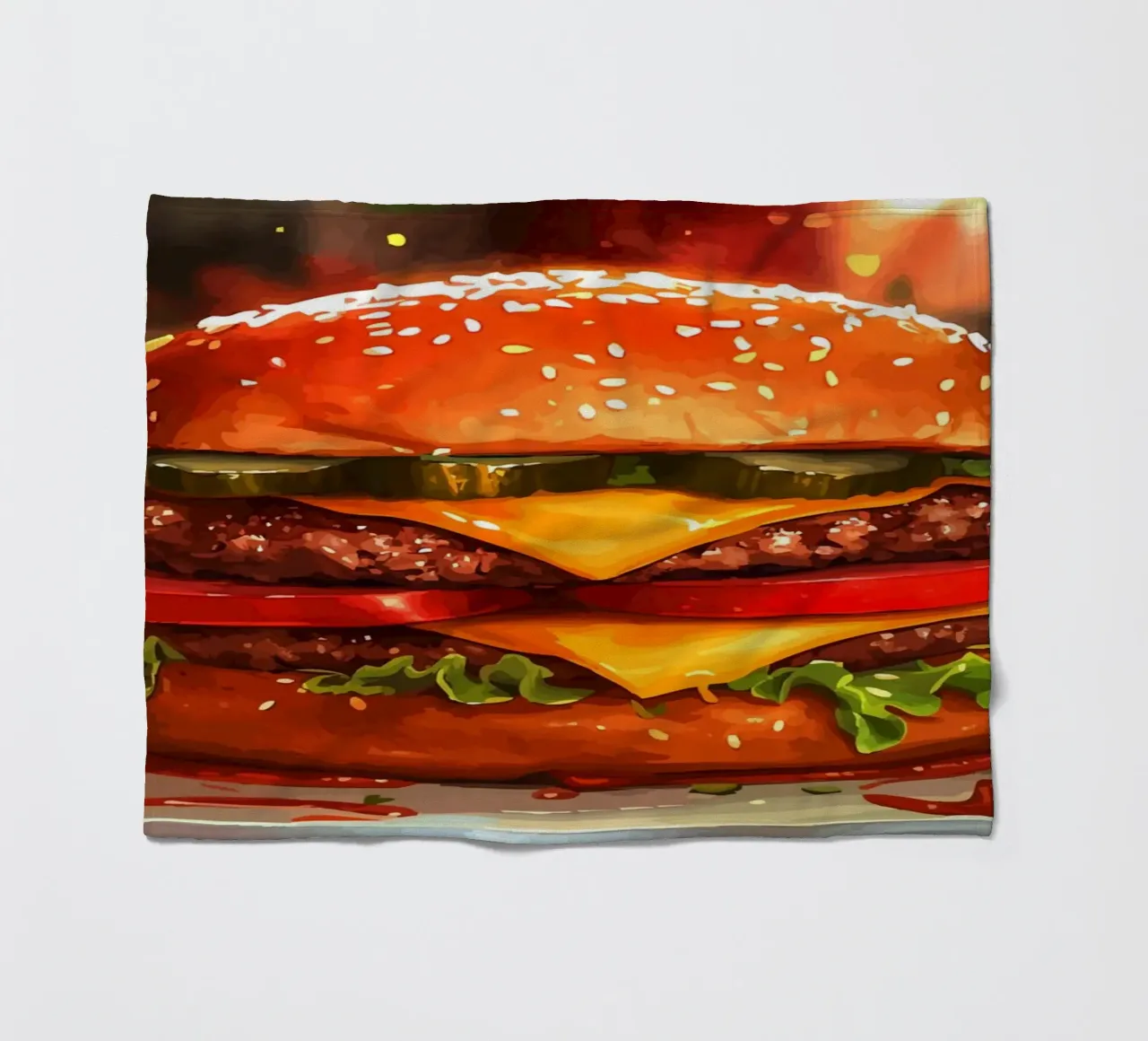 Succoso cheeseburger con doppio patty coperta in pile da pixelbull - medieval art and more