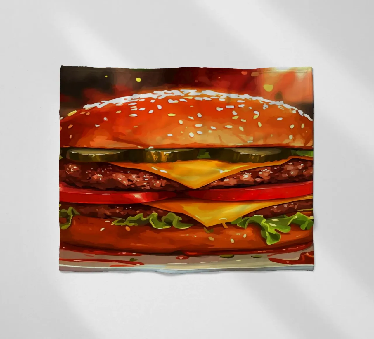 Succoso cheeseburger con doppio patty coperta in pile da pixelbull - medieval art and more