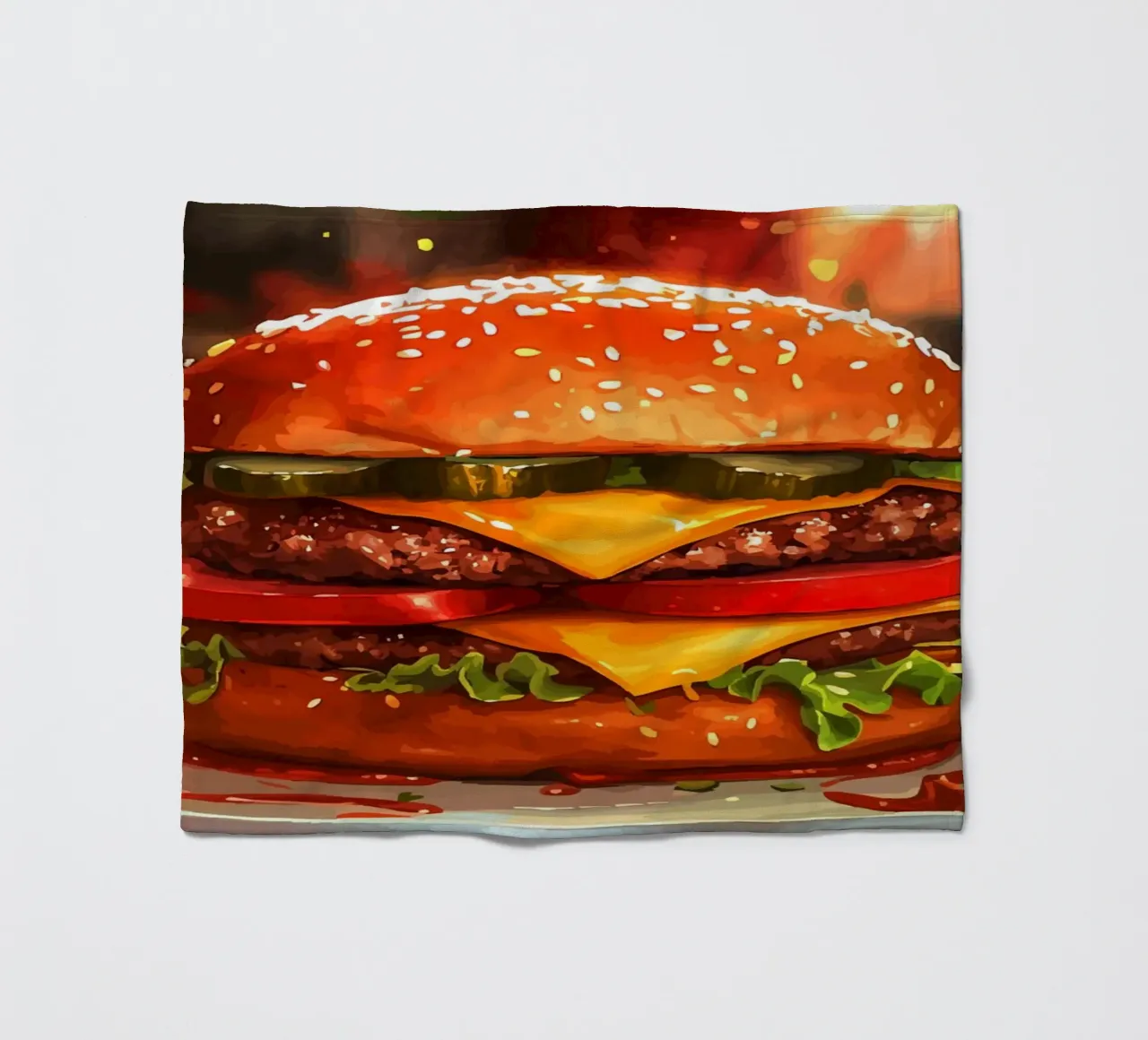 Succoso cheeseburger con doppio patty coperta in pile da pixelbull - medieval art and more