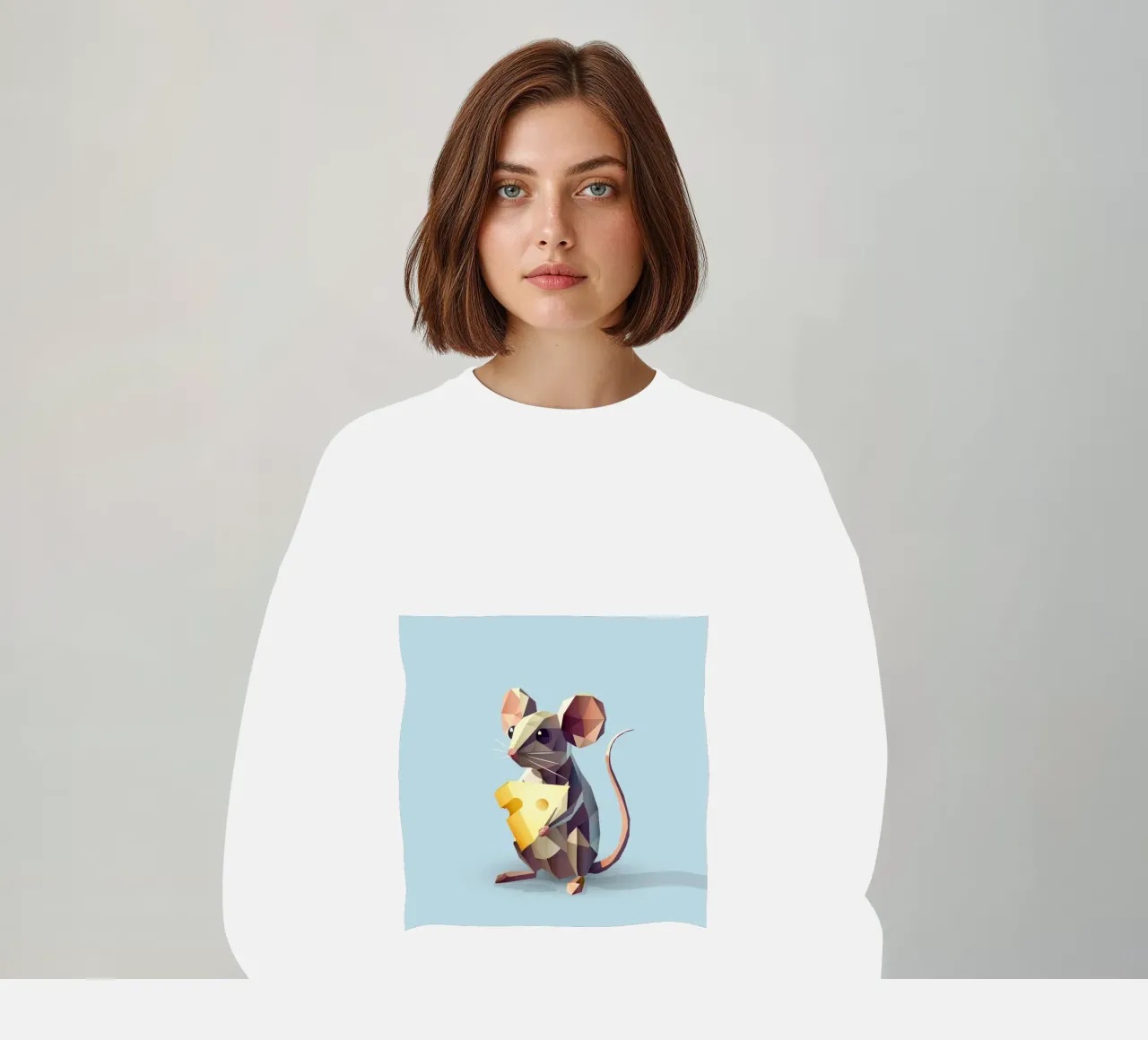 niedliche Maus im geometrischen Stil, mit einem Stück Käse Sweatshirt von namosh