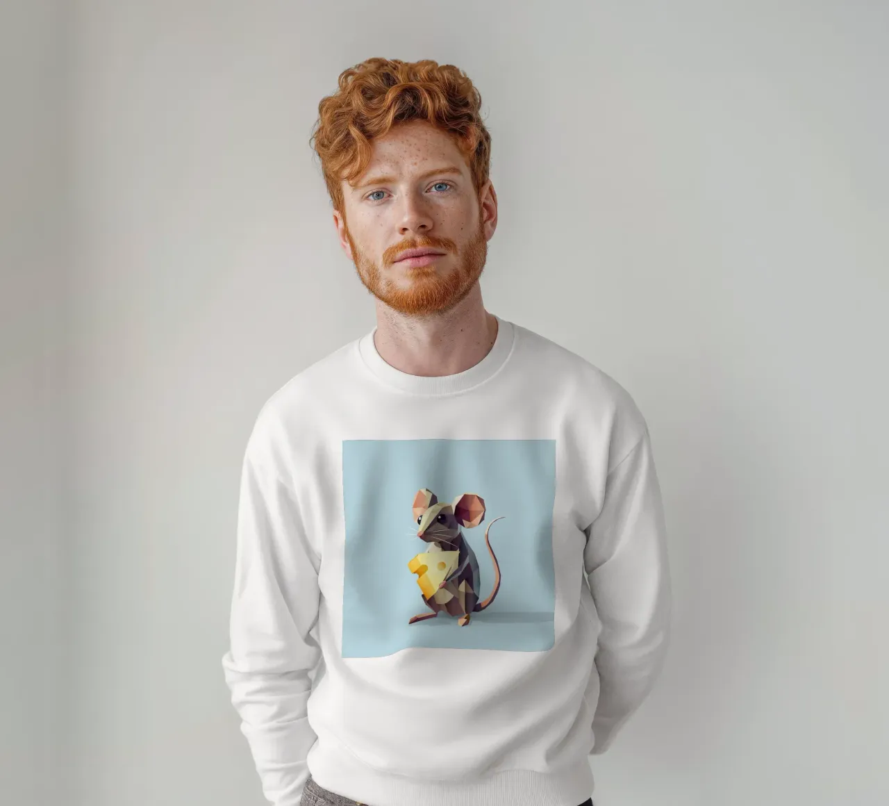niedliche Maus im geometrischen Stil, mit einem Stück Käse Sweatshirt von namosh