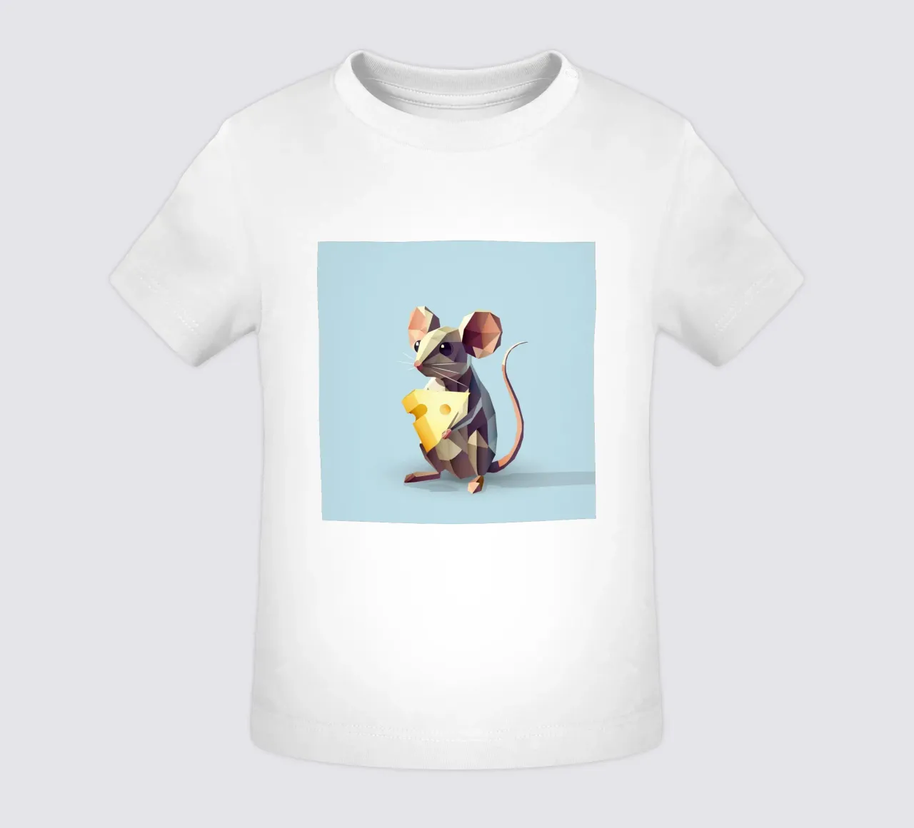 simpático ratón de estilo geométrico, con un trozo de queso camiseta de bebé de namosh