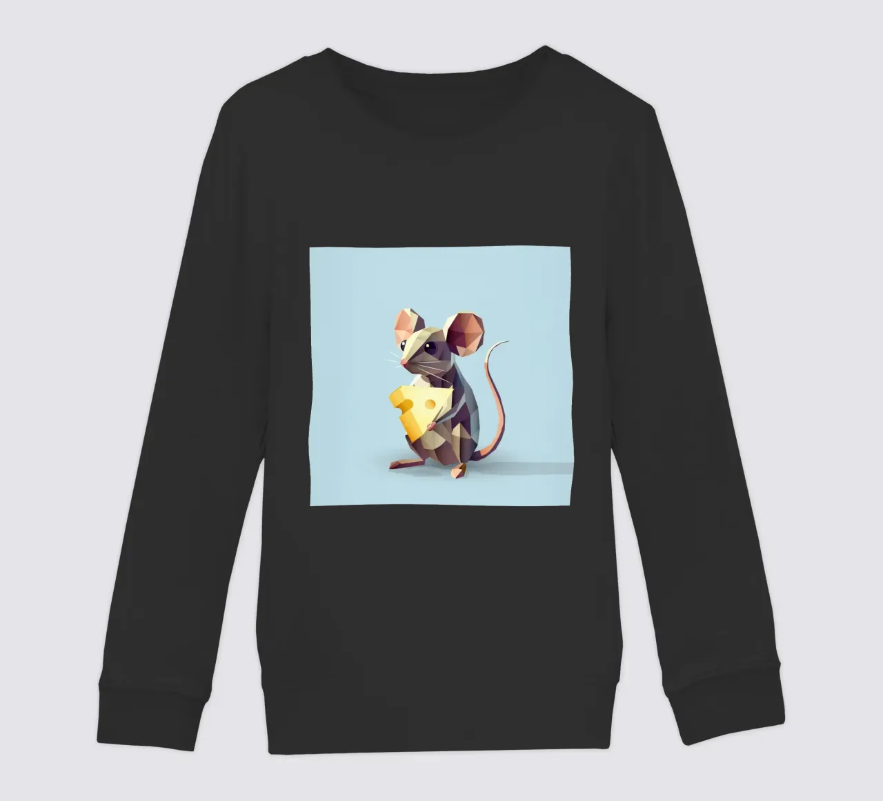 simpatico topo in stile geometrico, con un pezzo di formaggio felpa bambino da namosh