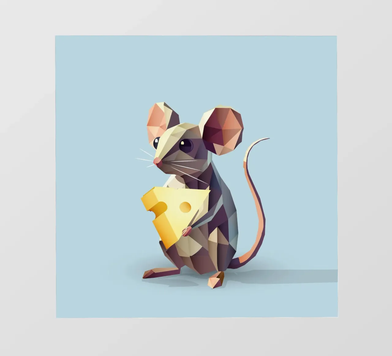 simpatico topo in stile geometrico, con un pezzo di formaggio telo in pvc da namosh