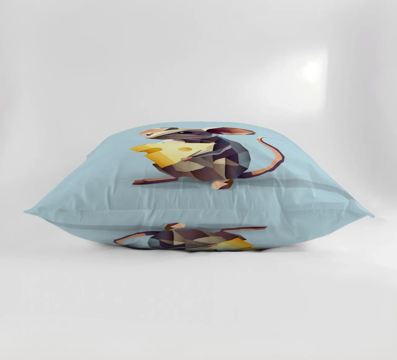 simpatico topo in stile geometrico, con un pezzo di formaggio cuscino da namosh