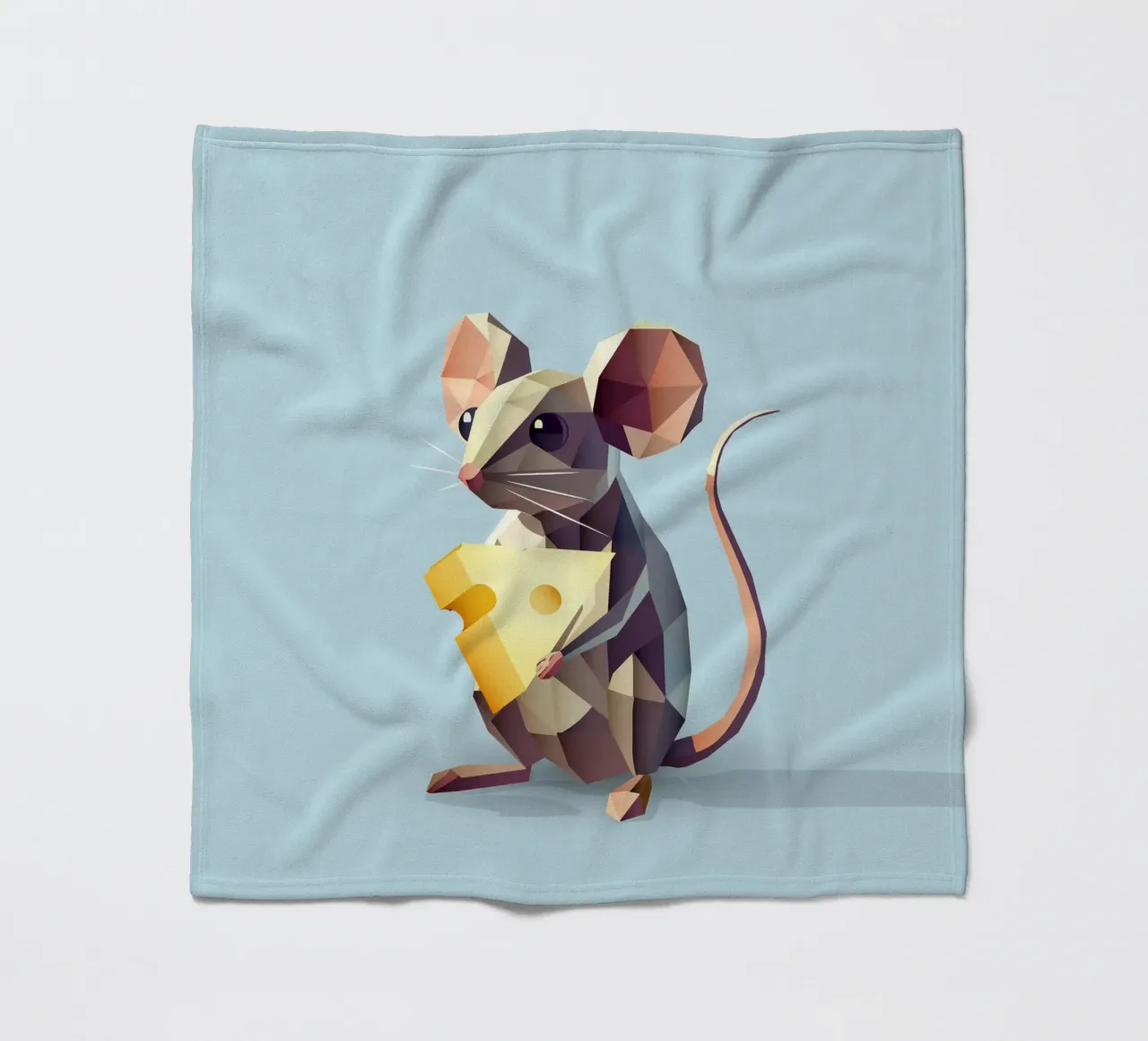 simpatico topo in stile geometrico, con un pezzo di formaggio coperta in pile da namosh