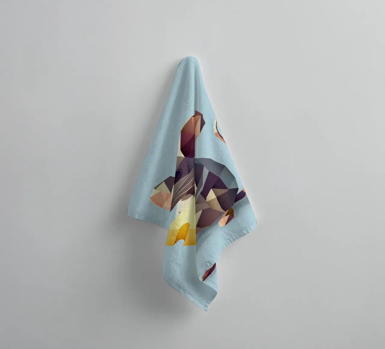 simpatico topo in stile geometrico, con un pezzo di formaggio asciugamano da bagno da namosh