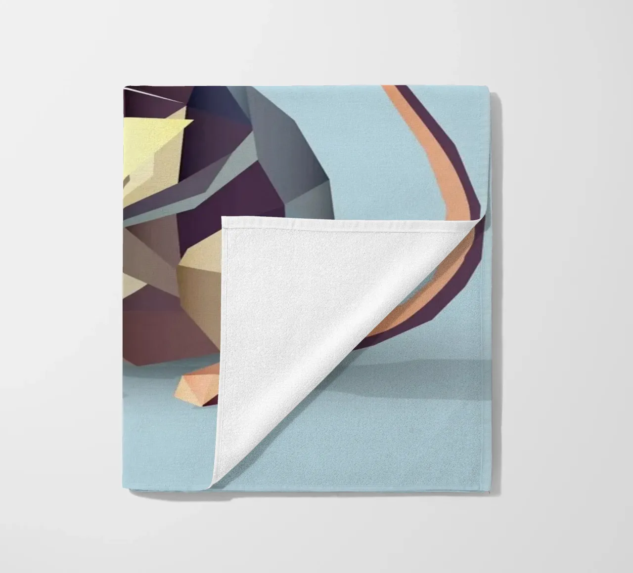 simpatico topo in stile geometrico, con un pezzo di formaggio telo mare da namosh