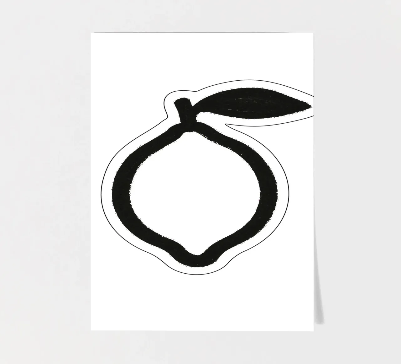 Zitrone gemalt Pinselstrich schwarz-weiß Stickerbogen von Katja Stehle Design