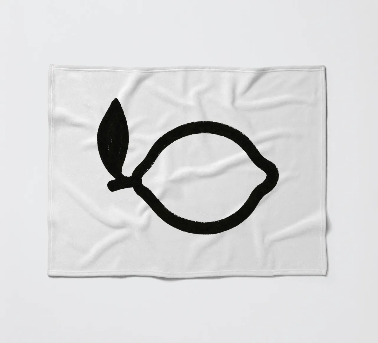 Zitrone gemalt Pinselstrich schwarz-weiß Fleecedecke von Katja Stehle Design