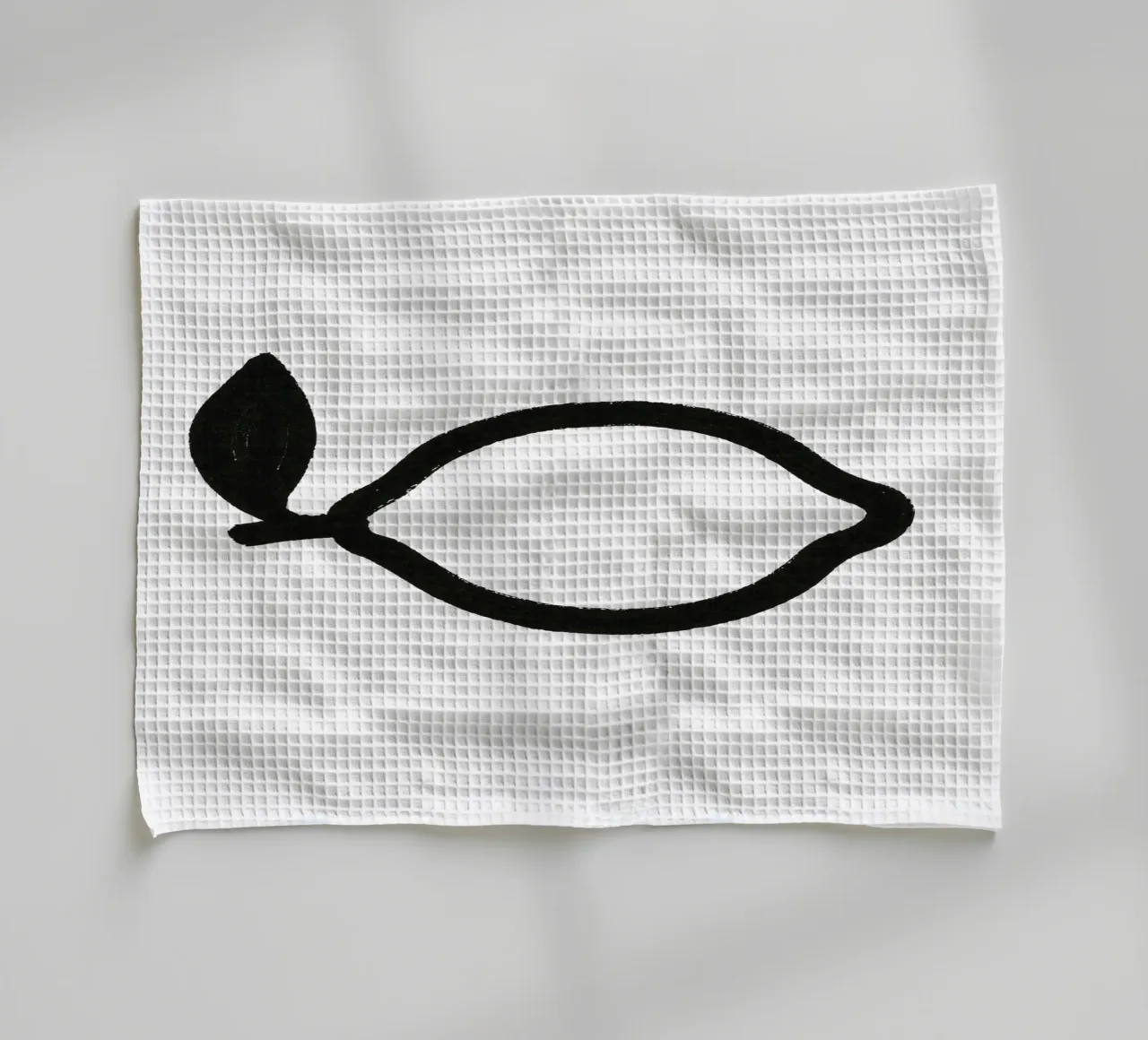 Zitrone gemalt Pinselstrich schwarz-weiß Geschirrtuch von Katja Stehle Design