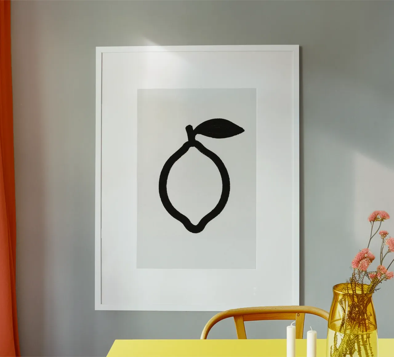 Zitrone gemalt Pinselstrich schwarz-weiß Hahnemühle von Katja Stehle Design