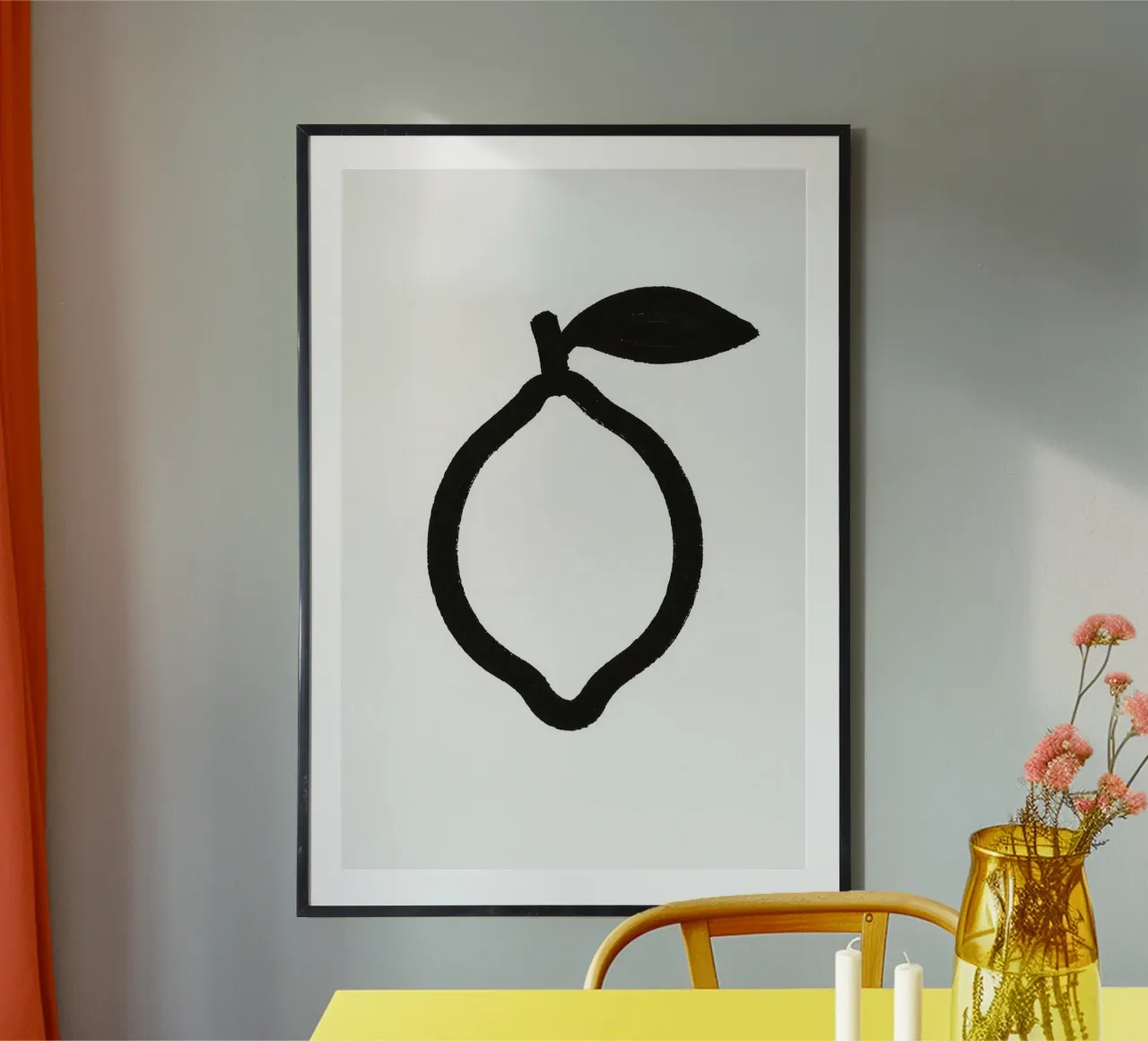 Zitrone gemalt Pinselstrich schwarz-weiß Hahnemühle von Katja Stehle Design