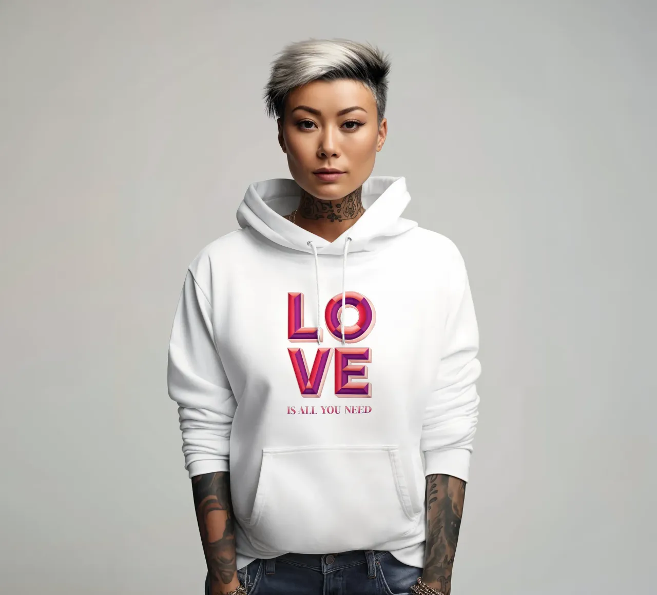 L'amore è tutto ciò che serve. Letteratura 3D a mano felpa con cappuccio da CalliLetters