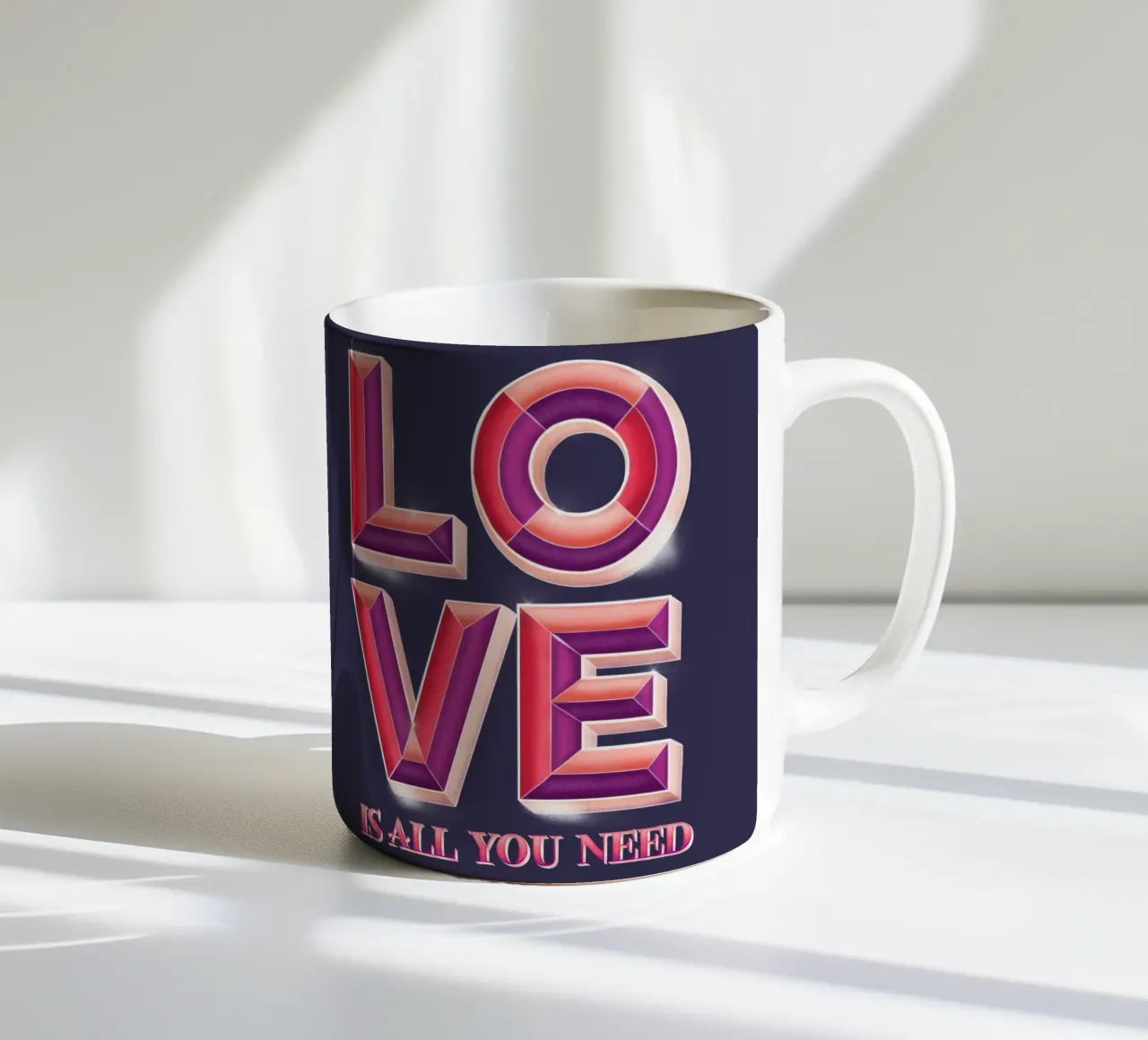 L'amore è tutto ciò che serve. Letteratura 3D a mano tazza in ceramica da CalliLetters