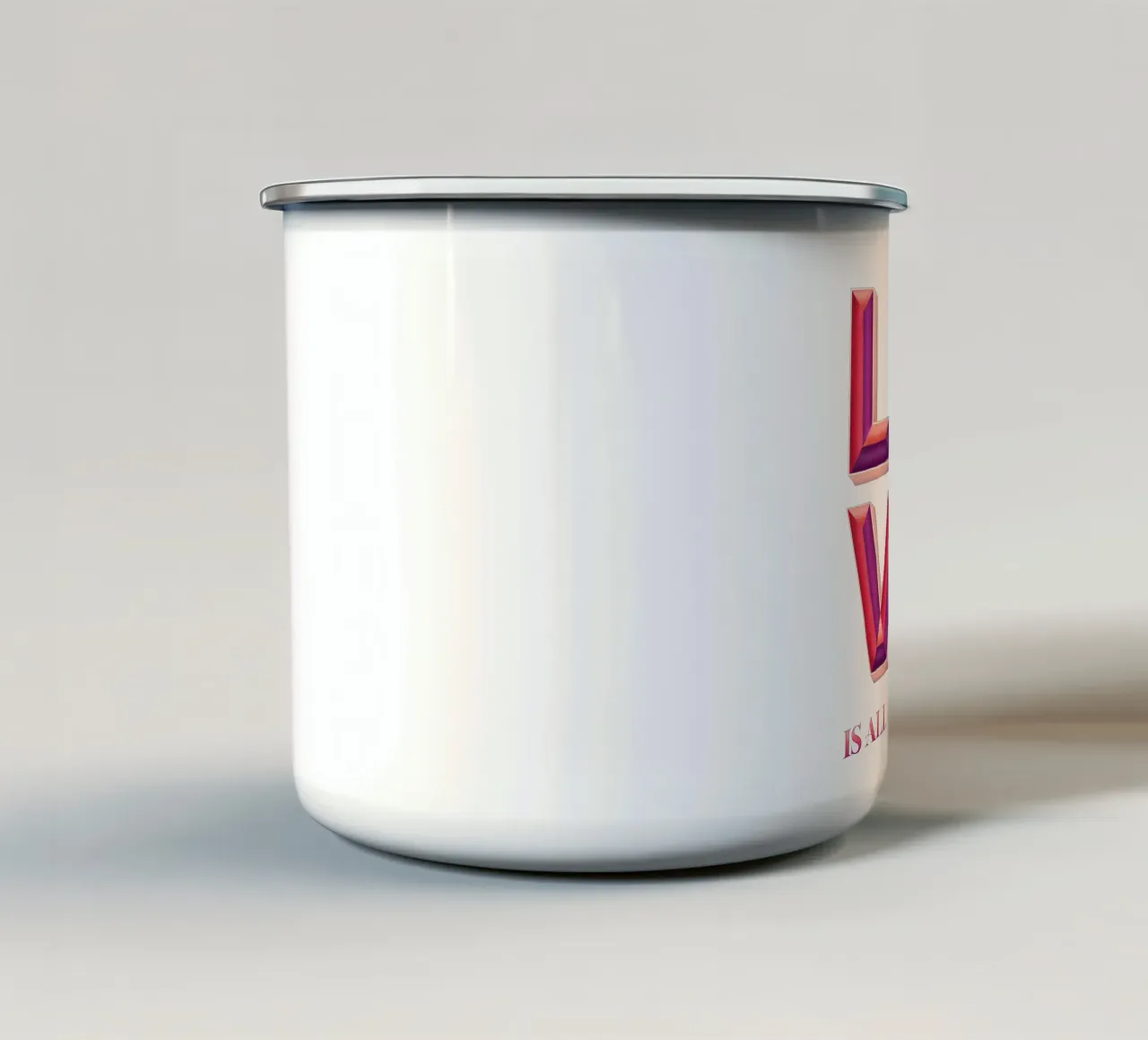 L'amore è tutto ciò che serve. Letteratura 3D a mano tazza in smalto da CalliLetters