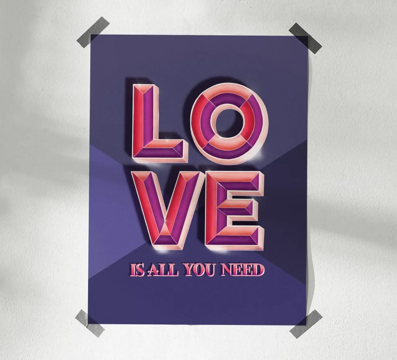 Liebe ist alles, was du brauchst. Cooles 3D-Hand Lettering Poster von CalliLetters