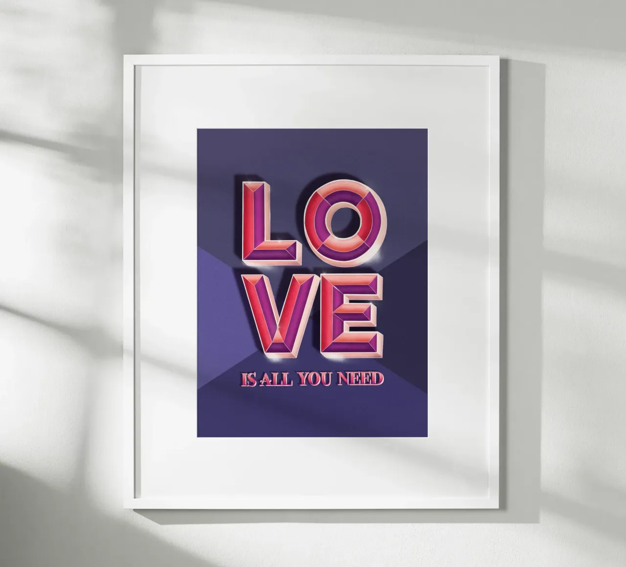 Liebe ist alles, was du brauchst. Cooles 3D-Hand Lettering Poster von CalliLetters