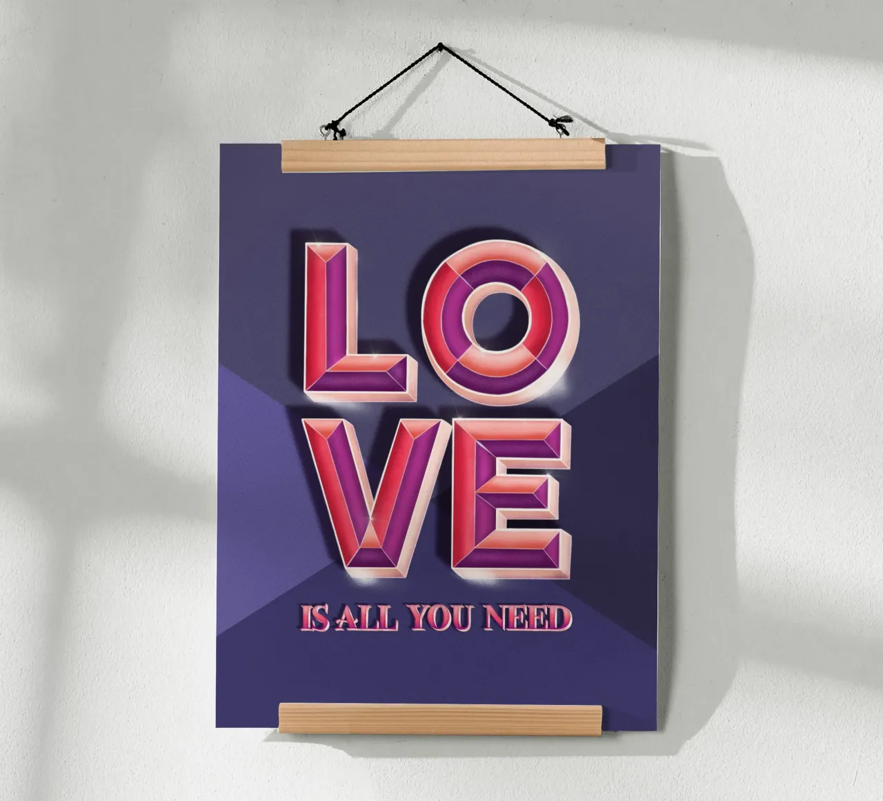 Liebe ist alles, was du brauchst. Cooles 3D-Hand Lettering Poster von CalliLetters