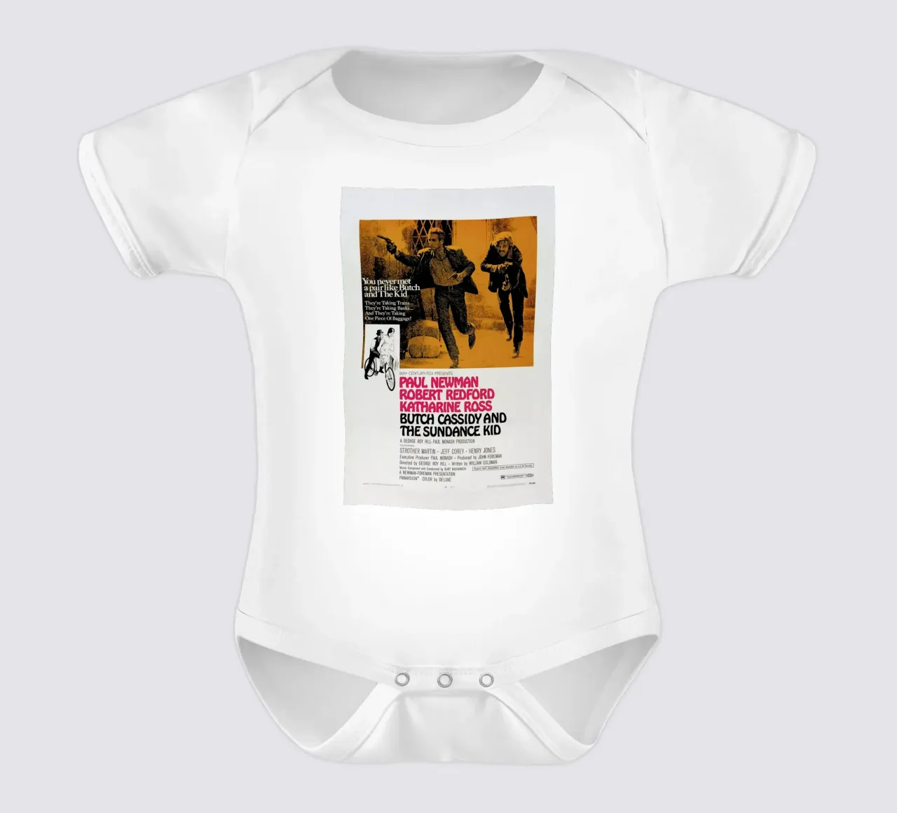 ‘Butch Cassidy and the Sundance Kid’ Retro Movie Poster body neonato maniche corte da Gallery Print and Art Limited