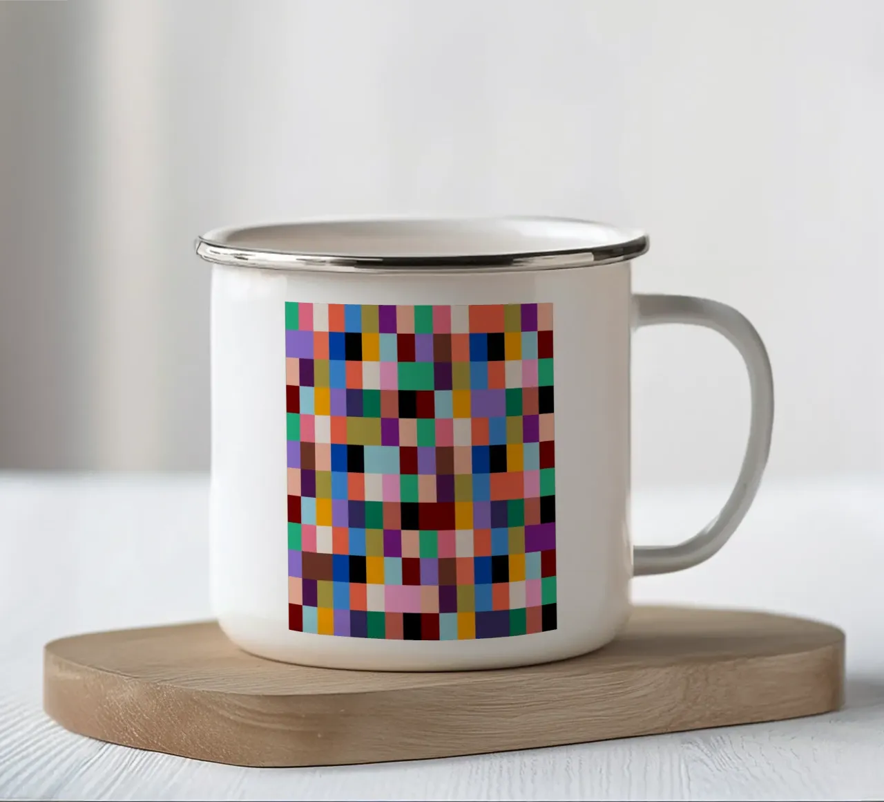 Chromatic Mosaic enamel mug by susanapaz