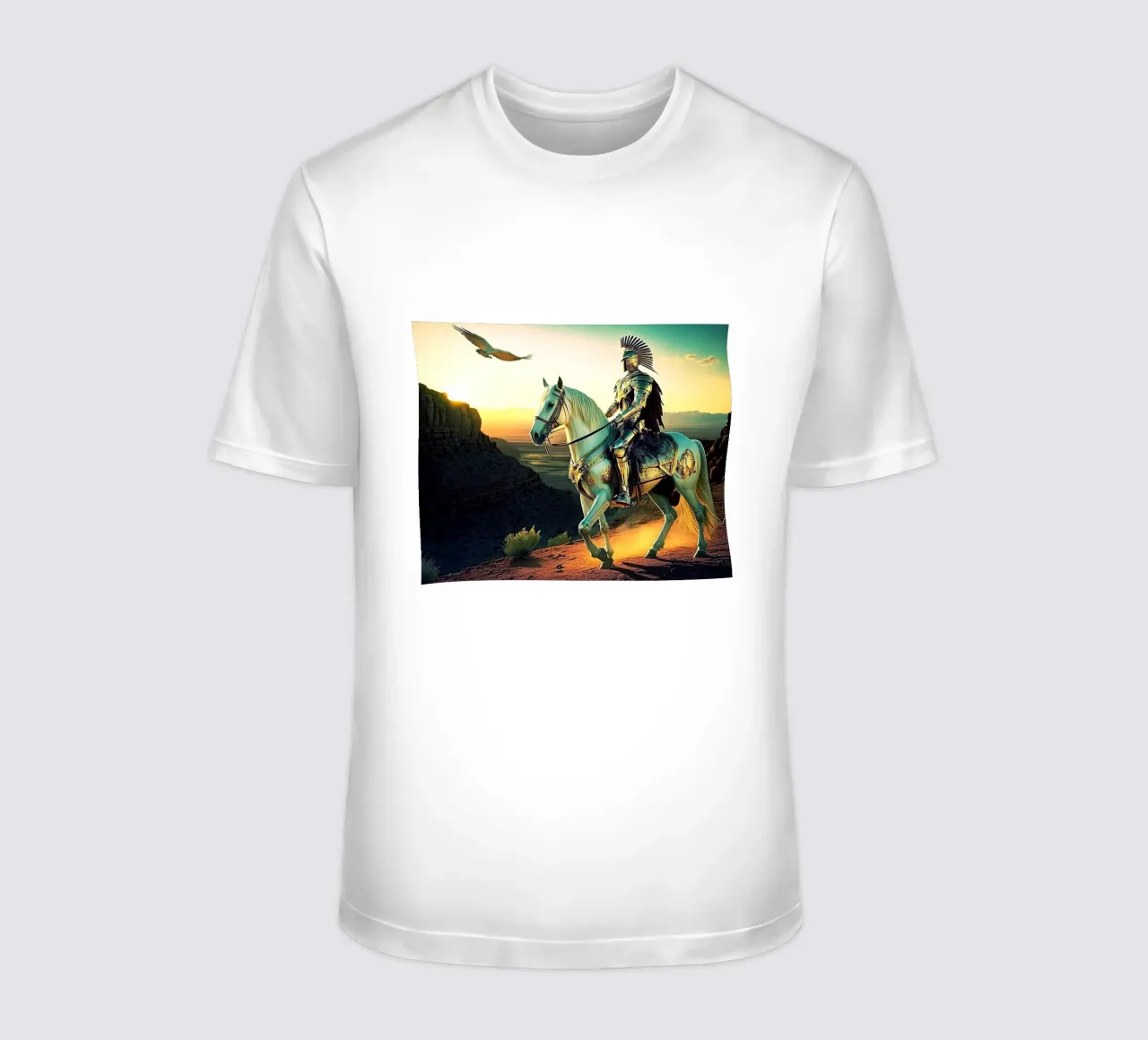 CHEVALIER SUR UN CHEVAL. VERT. t-shirt da Thierry vobmann photography