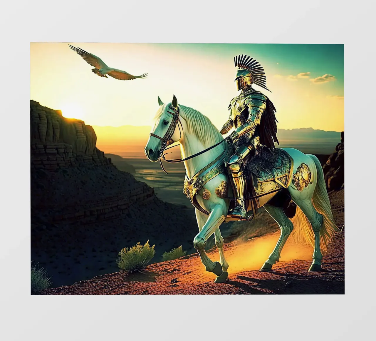 CHEVALIER SUR UN CHEVAL. VERT. telo in pvc da Thierry vobmann photography