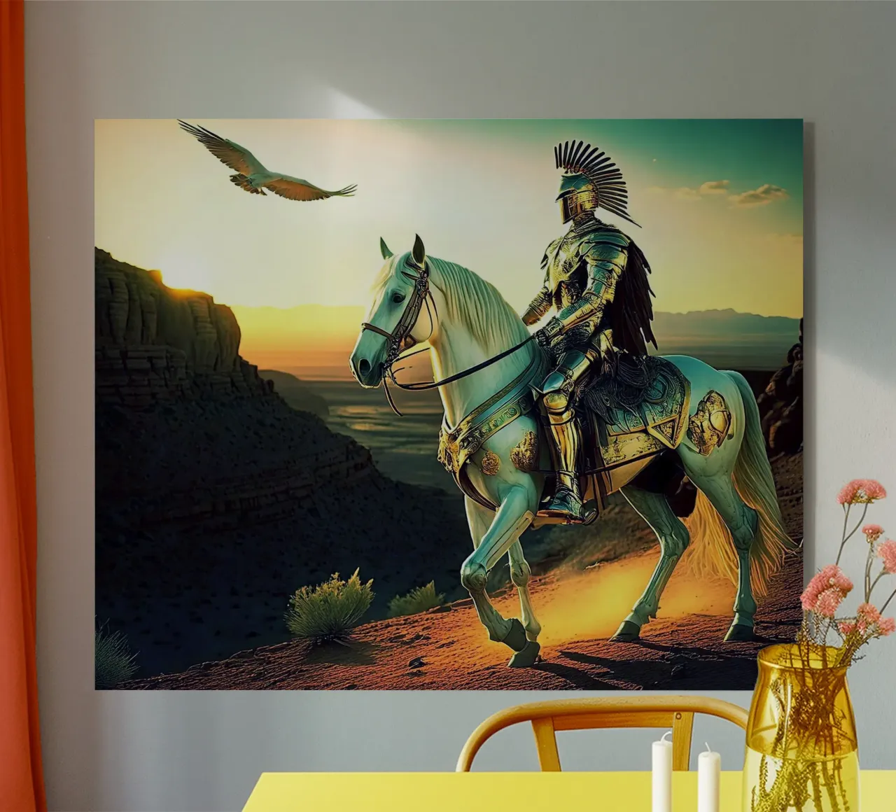 CHEVALIER SUR UN CHEVAL. VERT. plexiglass da Thierry vobmann photography
