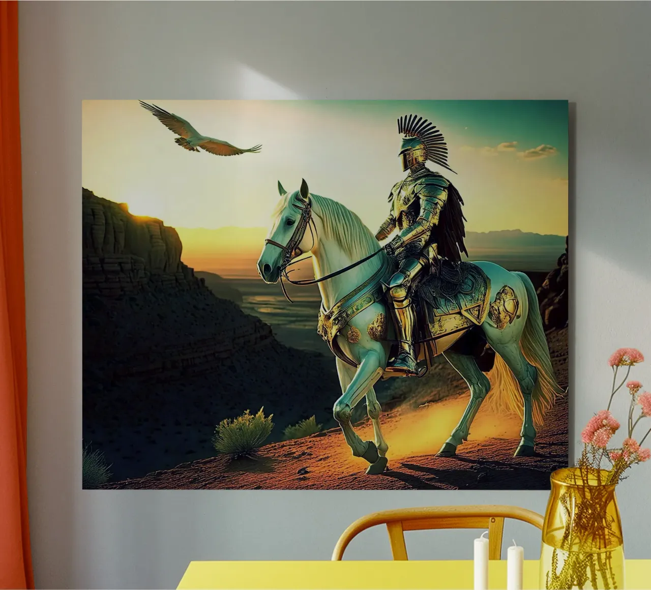 CHEVALIER SUR UN CHEVAL. VERT. alluminio dibond da Thierry vobmann photography
