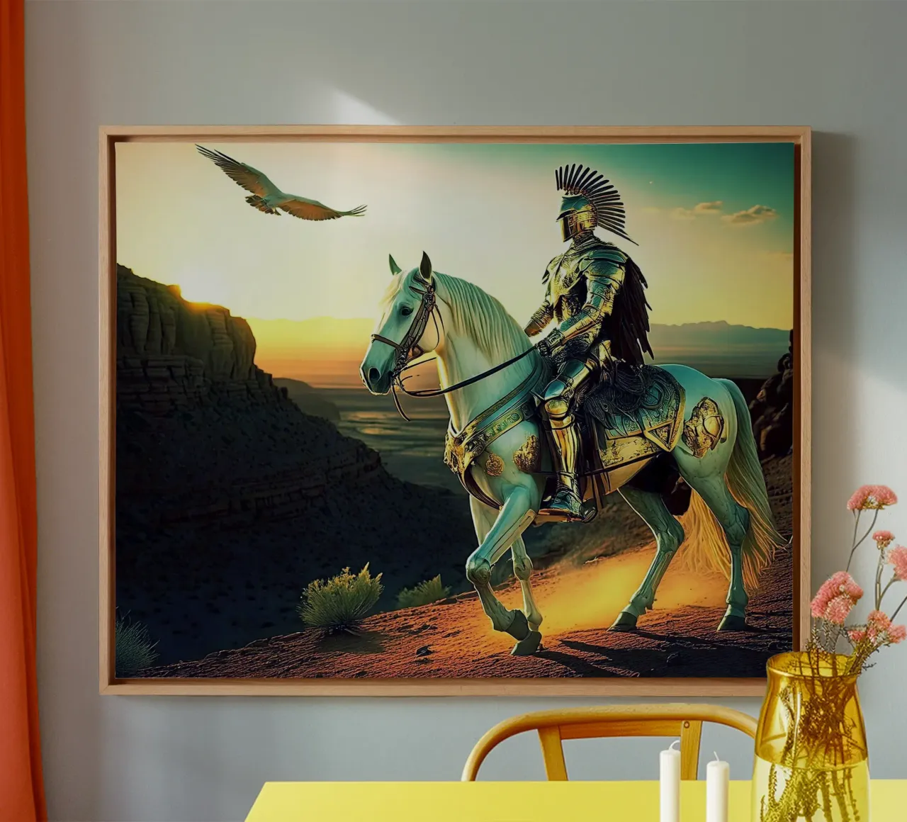 CHEVALIER SUR UN CHEVAL. VERT. tela con Cornice a cassetta da Thierry vobmann photography