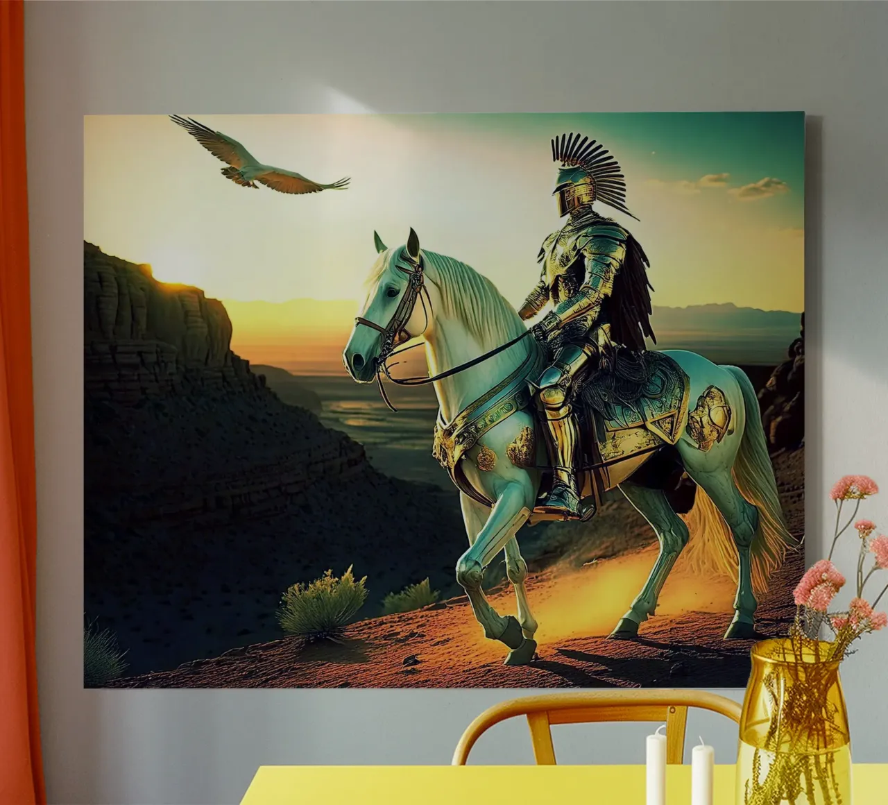 CHEVALIER SUR UN CHEVAL. VERT. tela con Cornice a cassetta da Thierry vobmann photography